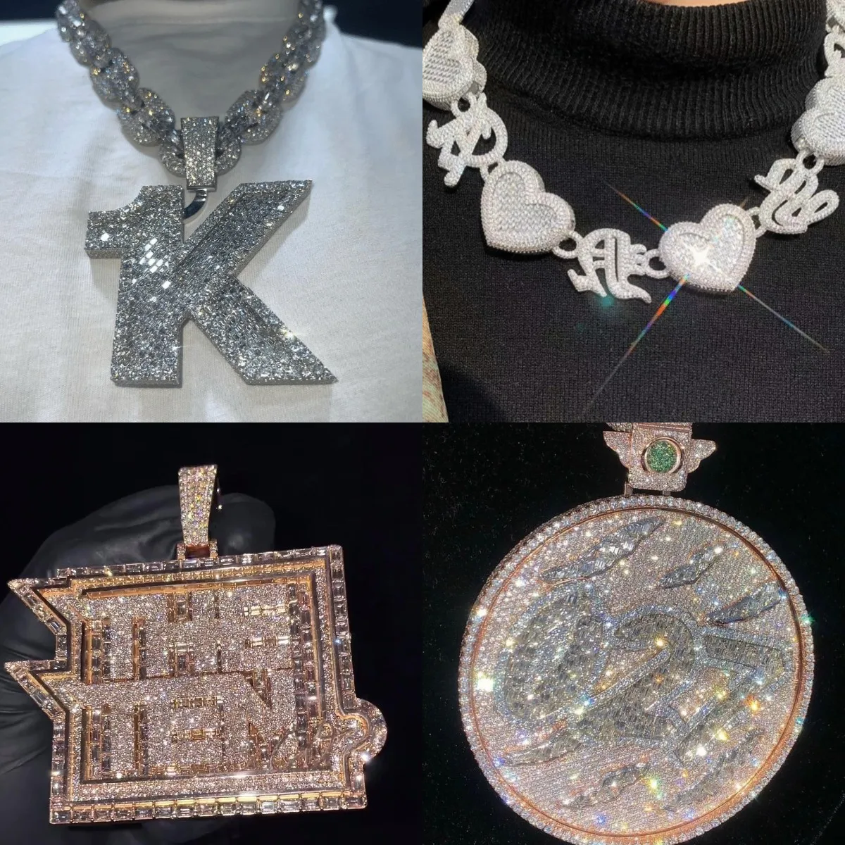 High Quality Vvs Moissanite Iced Out Full Diamonds Letter Initial Name M Jewelry Personalized Good Quality Custom Pendants