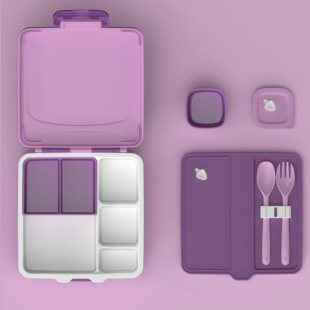 Пластиковый отсек OEM ODM от LOOK BACK детская коробка Tiffin многоразовый контейнер для хранения обедов Bento с ручкой