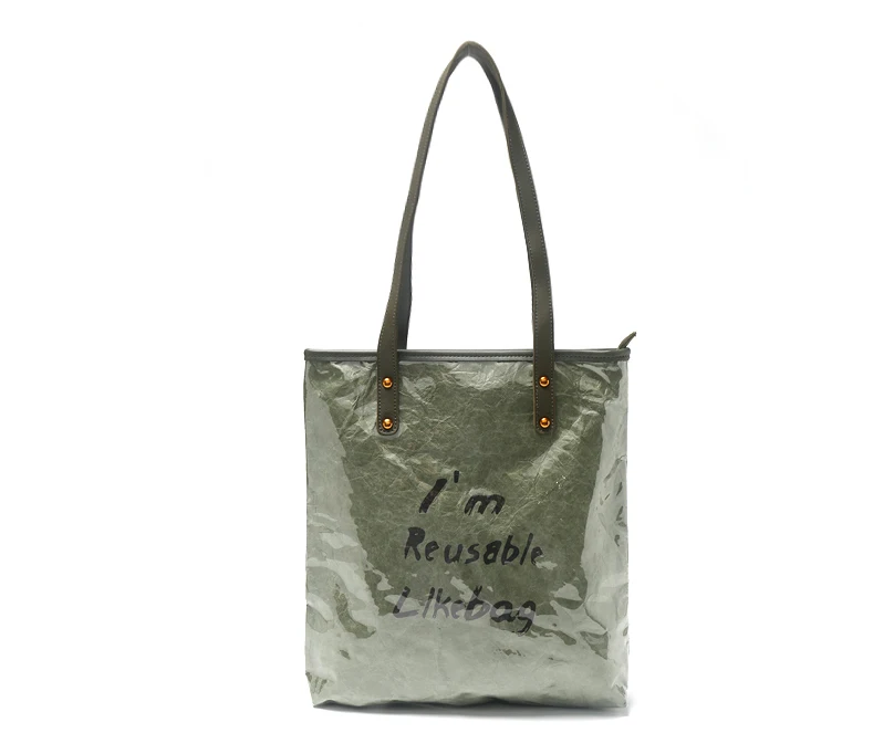 
Original Luxury Washable Kraft Paper&PVC Tote Bag Handbag With Leather Straps large handbags for women 2020 