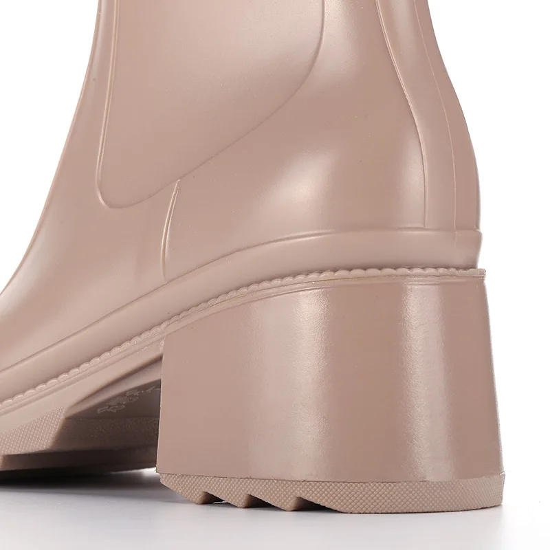 Mid Boots For Women Fashion Lavender Violet Square Heel 6 cm Height Shoes Waterproof