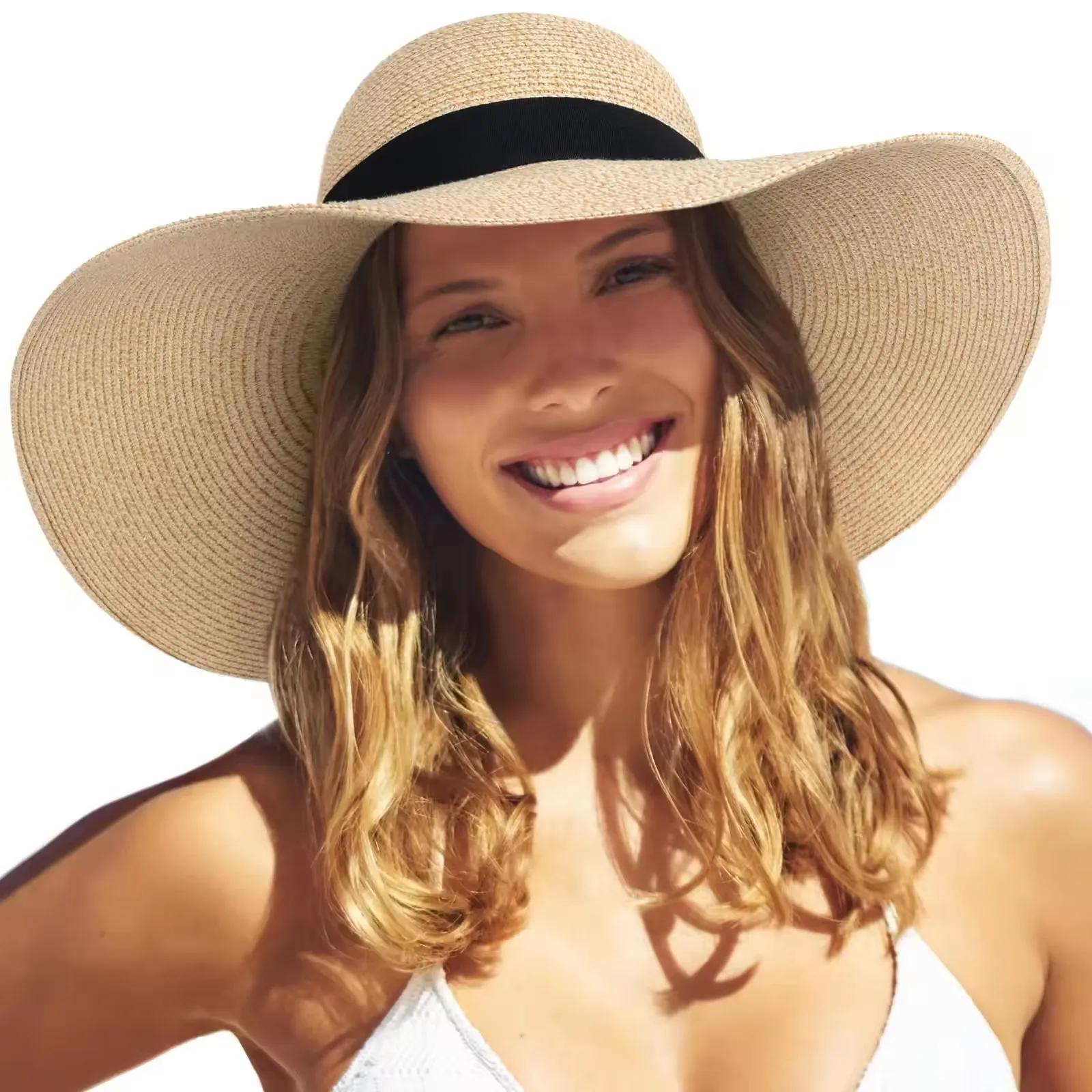 High Quality Foldable Floppy Paper Straw Breathable Sunshade Hats Women Wide Brim Straw Beach Hat for Summer Beach
