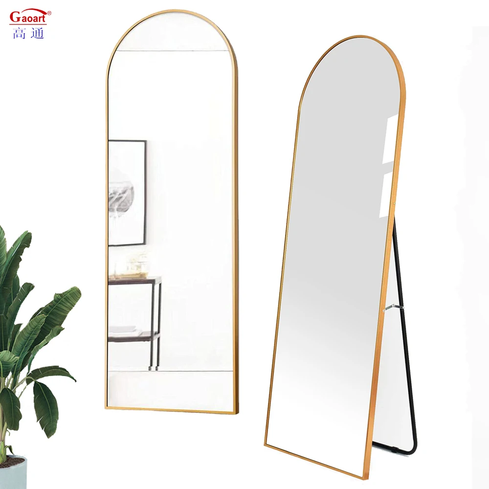Home Decor Full-Length Dressing Stand With Unbreakable Luxury Metal Gym Frame Mirror Arch Pattern for Bedroom Wall