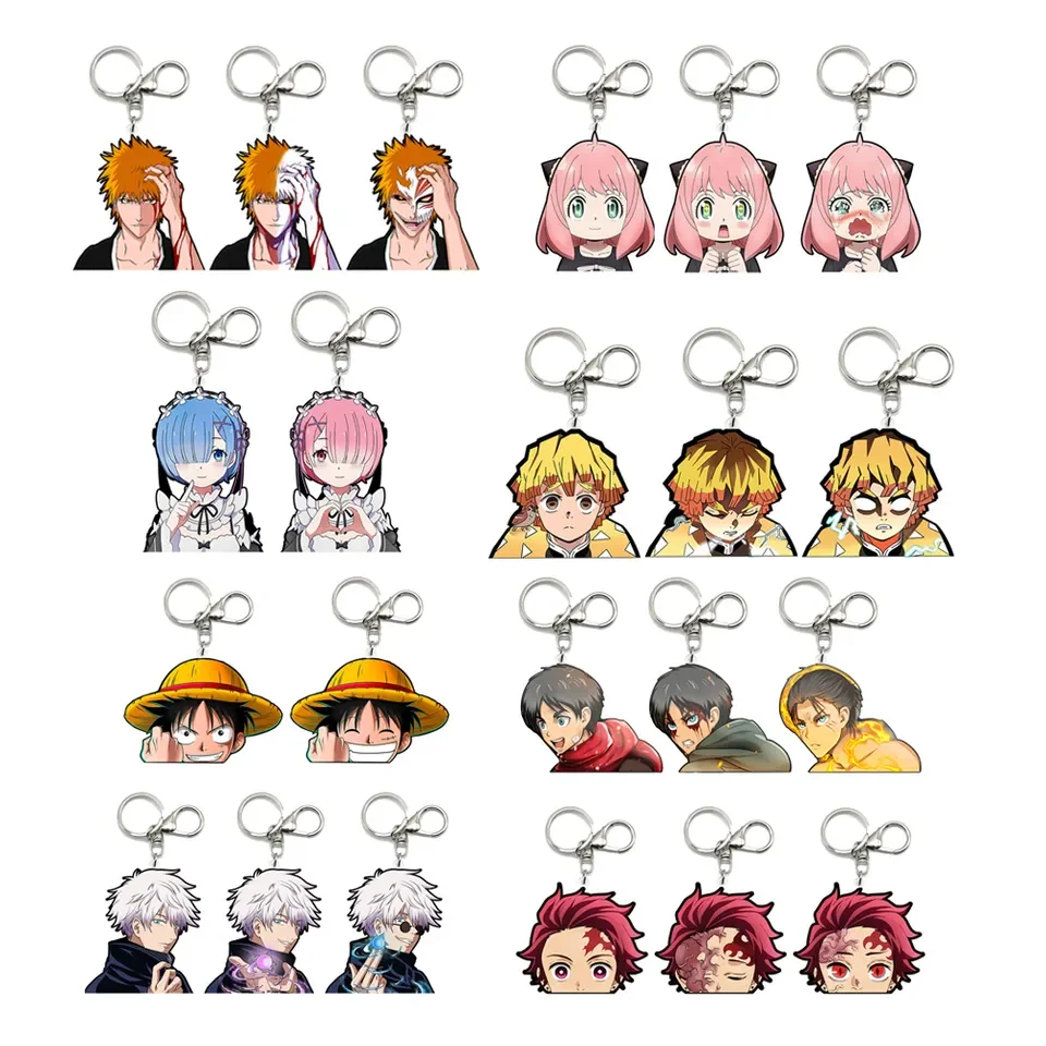 High Quality Acrylic 3D Changing Flips Keychains Japanese Anime Jujutsu Key Ring 3D Lenticular Anime Motion Key Chains for Decor