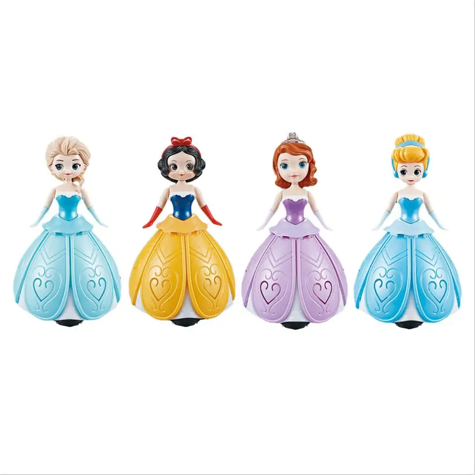 Electric Fashion plastic Dancing Princess Doll With music and light 360 Degree free rotation Fun toys for Kid