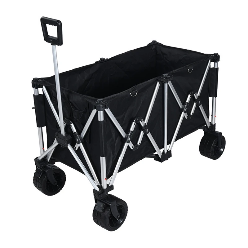 4 wheel shopping trolley picnic cart camping wagon blue with all terrain tires