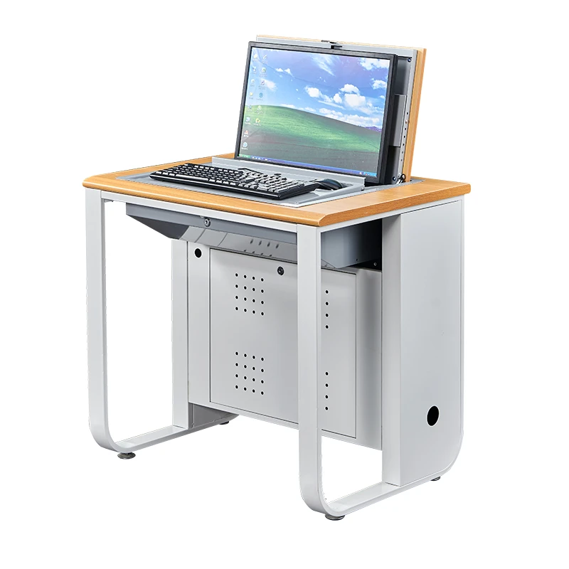 Multimedia Classroom Training Room Flip up Desktop Safe LCD Monitor Computer Desk