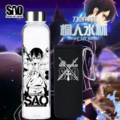 Anime Transparent glass water bottles Character printed for fans Sword Art Online Re:zero one piece narutos carafe