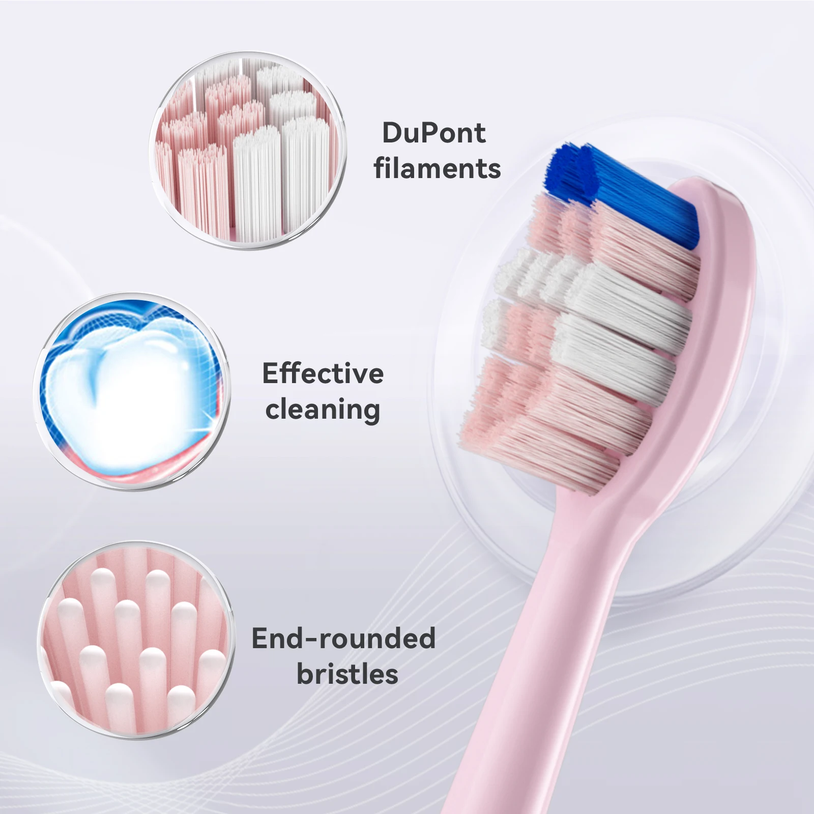 JTF oral care pink color teeth whitening electric toothbrush replacement heads