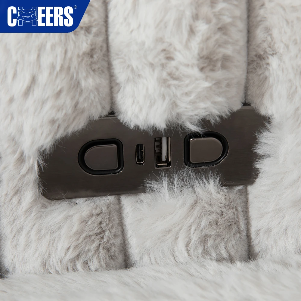 Manwah Cheers New Design Fabric Bed Sofa Set for Living Room Home Hotel and Office Furniture 2 Seater Armrest Electric Sofa Bed