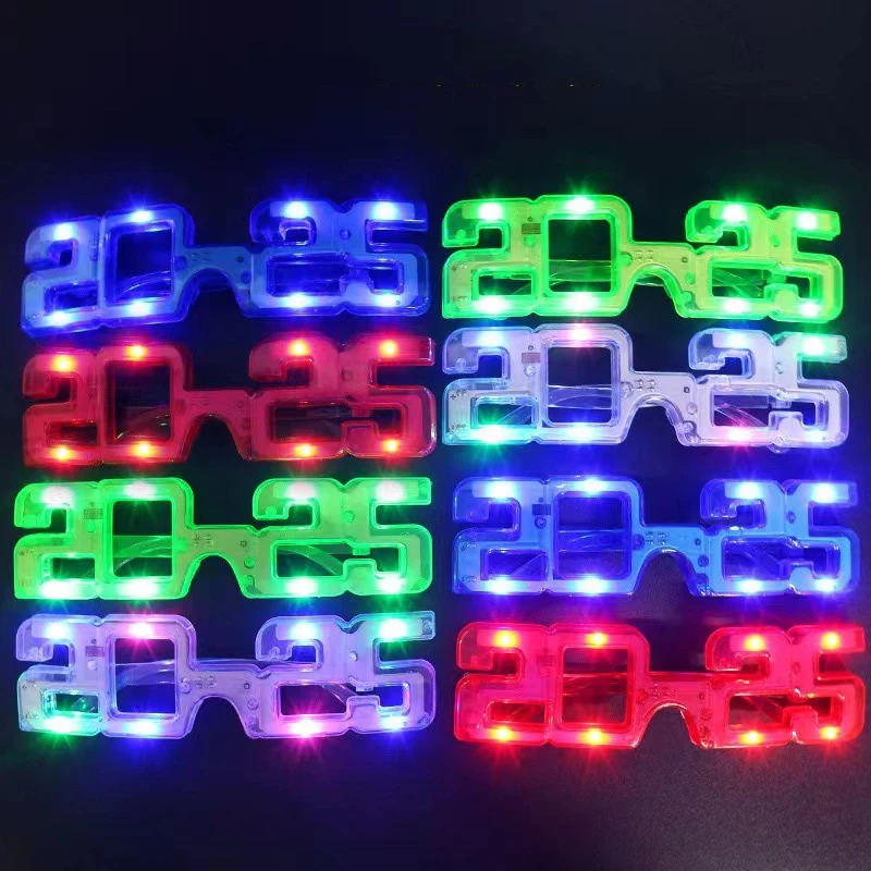 2025 Plastic Cheap Light Up 2025 Glasses Led Party Glasses Led Flashing New Year Glasses Party Festive Decoration Sunglasses