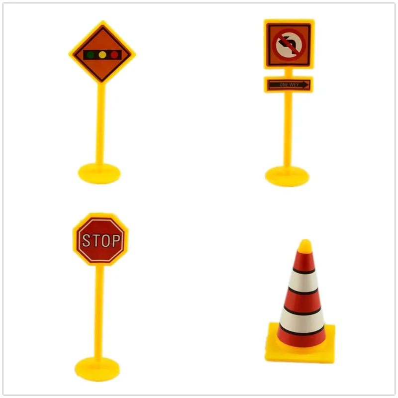 FREE SAMPLE Mini Traffic Signs Road Block Car Toy Accessories Children Safety Kids Traffic Sign Toy For Boy Kids Birthday Gifts