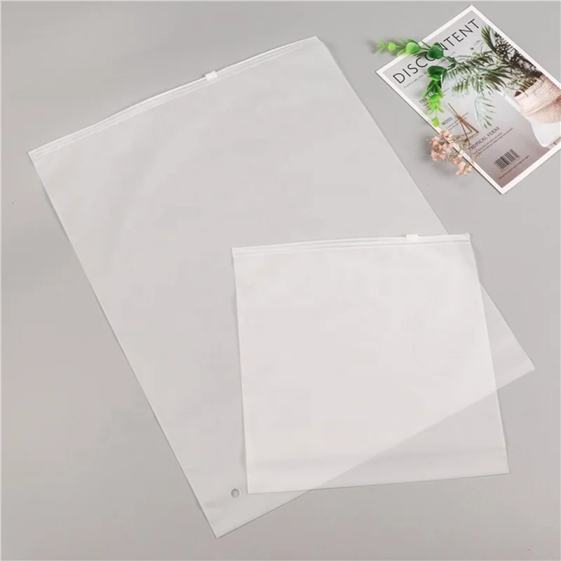 factory supplied slider frosted plastic slider zipper bag for clothing packaging