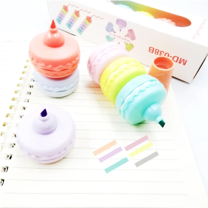 Cute Stationery Building Blocks Macaron Highlighter Hand Account Color Highlighter Pen Office Marker Pens