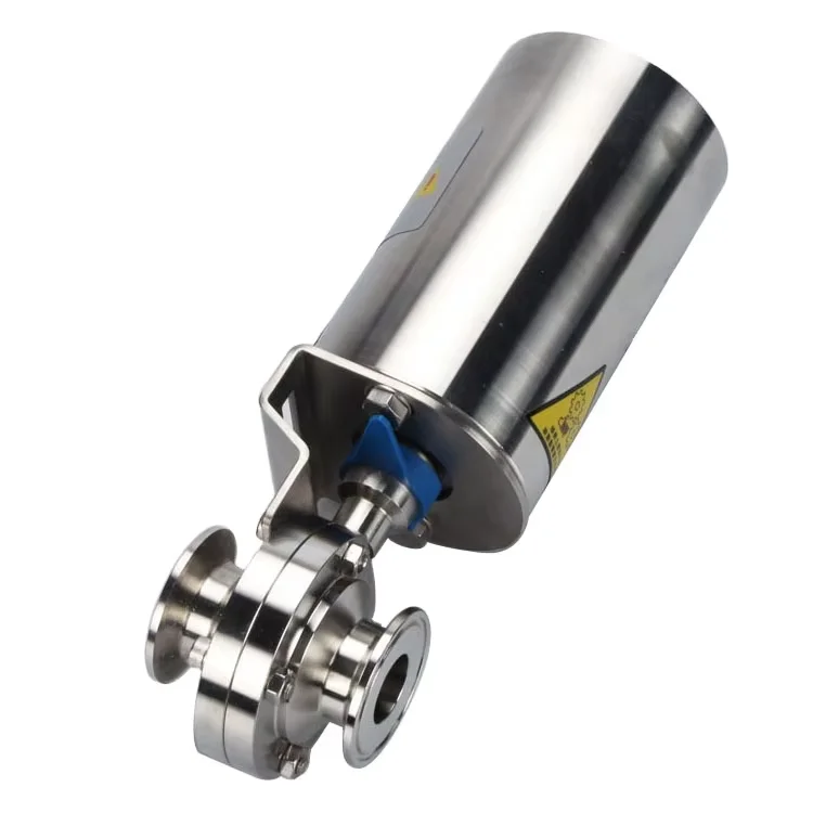 Food Beverage Cosmetics Sanitary 3A DIN SMS Ball Check Vacuum Stainless Steel Pneumatic Actuator  Butterfly Valve