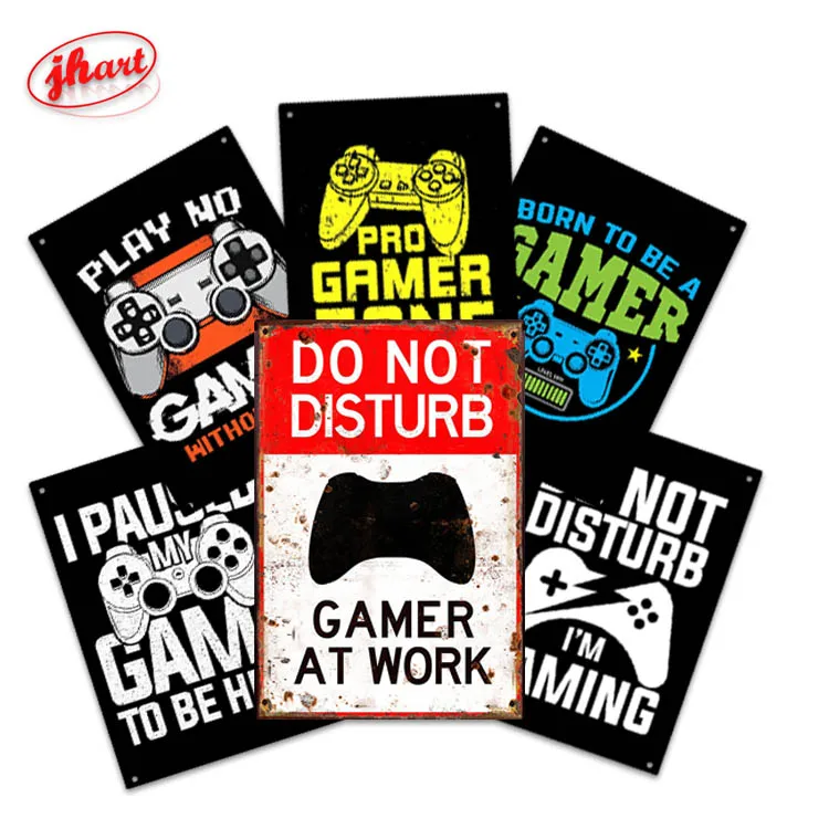 DO NOT DLSTURB GAMER AT WORK Metal Sign Retro Tin Signs Game Zone Metal Wall Print Home Bar Club Game Room Man Cave Wall Decor
