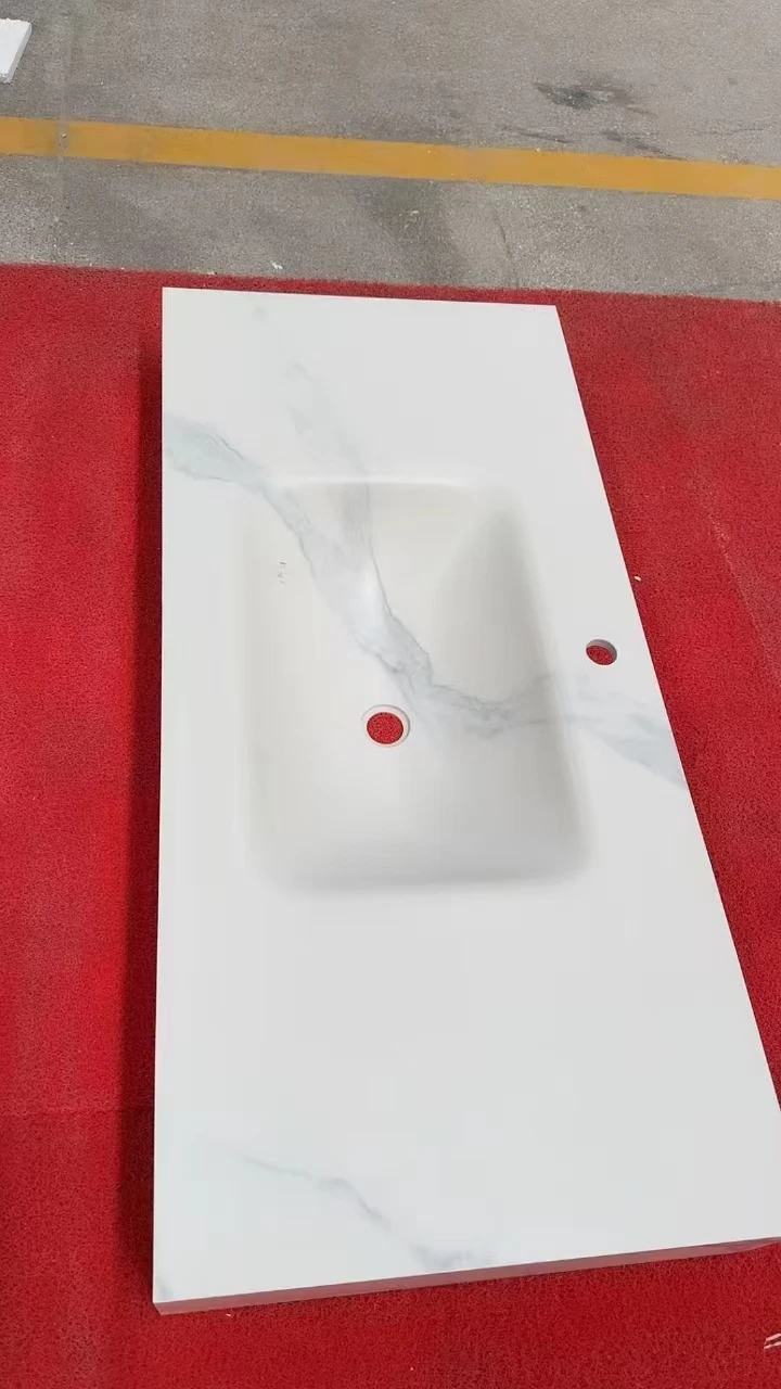 Marble Alternative Tiles Calacatta White Sintered Stone Custom Bathroom Vanity Tops Sink Home Decor