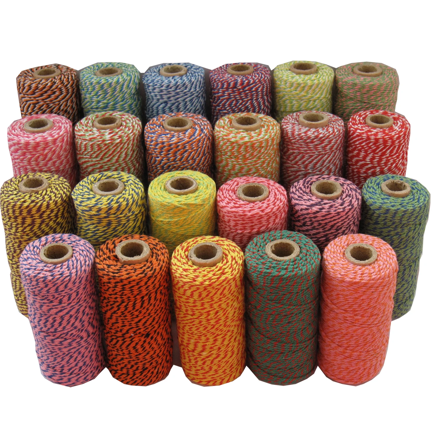 Wholesale 12ply  colorful cotton cord string bakers twine 2mm 100m spool for Christmas gift wrapping
