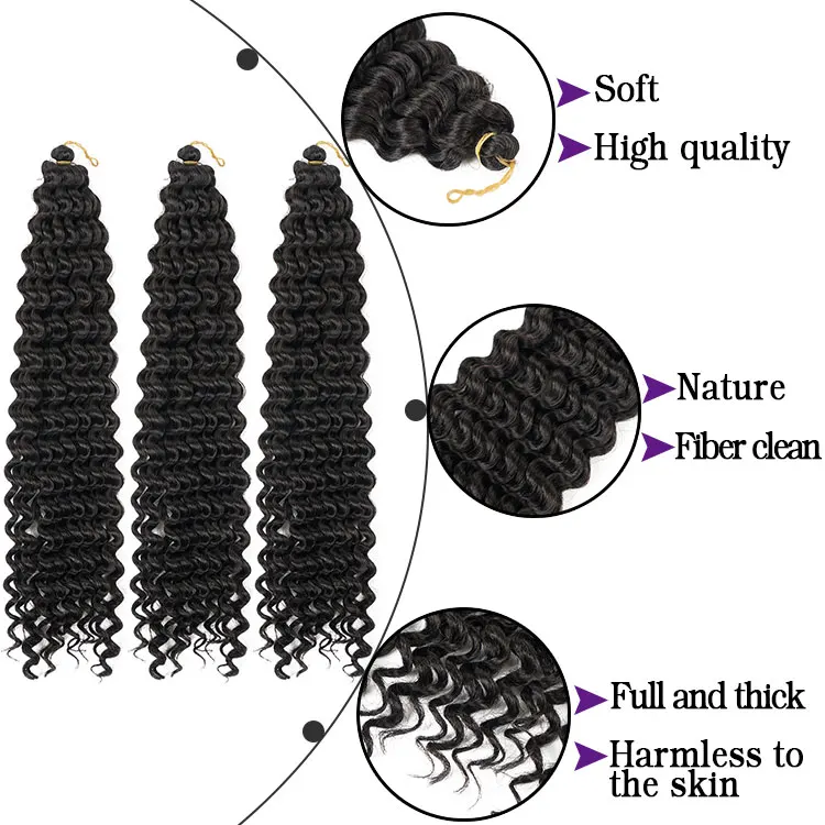 Synthetic Bulk Hair Crochet Hair Braids Box Braid 18 Inch Curly Deep Wave afro kinky Crochet Hair For afro Black Women