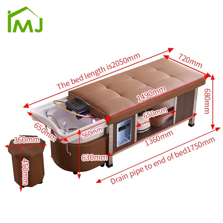 New arrival wood-panel combination salon hair washing head spa bed thai massage shampoo bed