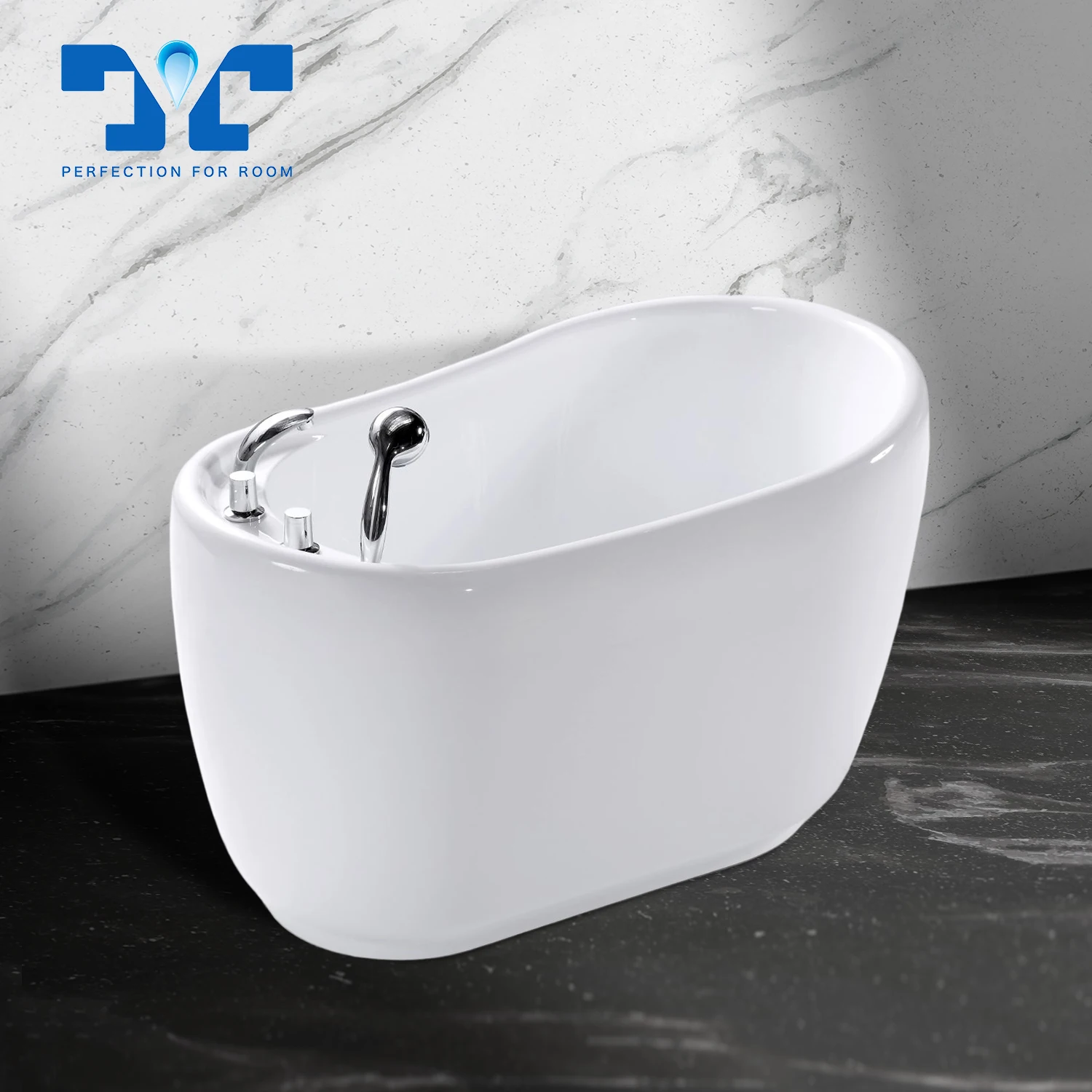 Hotel modern design freestanding bath tub acrylic solid surface beige quartz color bathroom bathtub