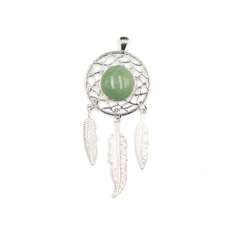 Agate Crystal Dream Catcher Necklace Pendant Natural Stone Dream Catcher Wind Chimes Pendant Jewelry