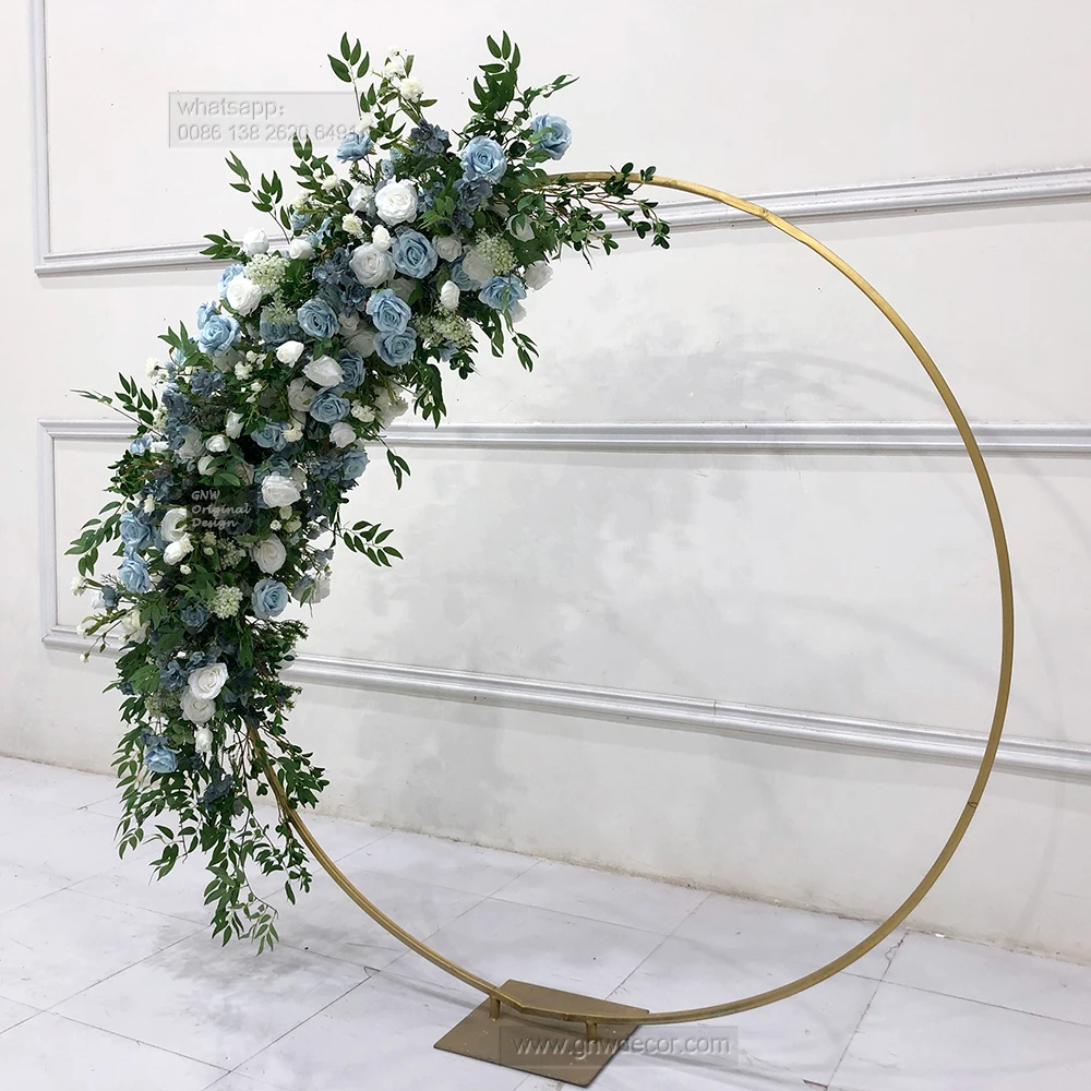 Artificial round flower arrangements metal wedding arch for outdoor and indoor events