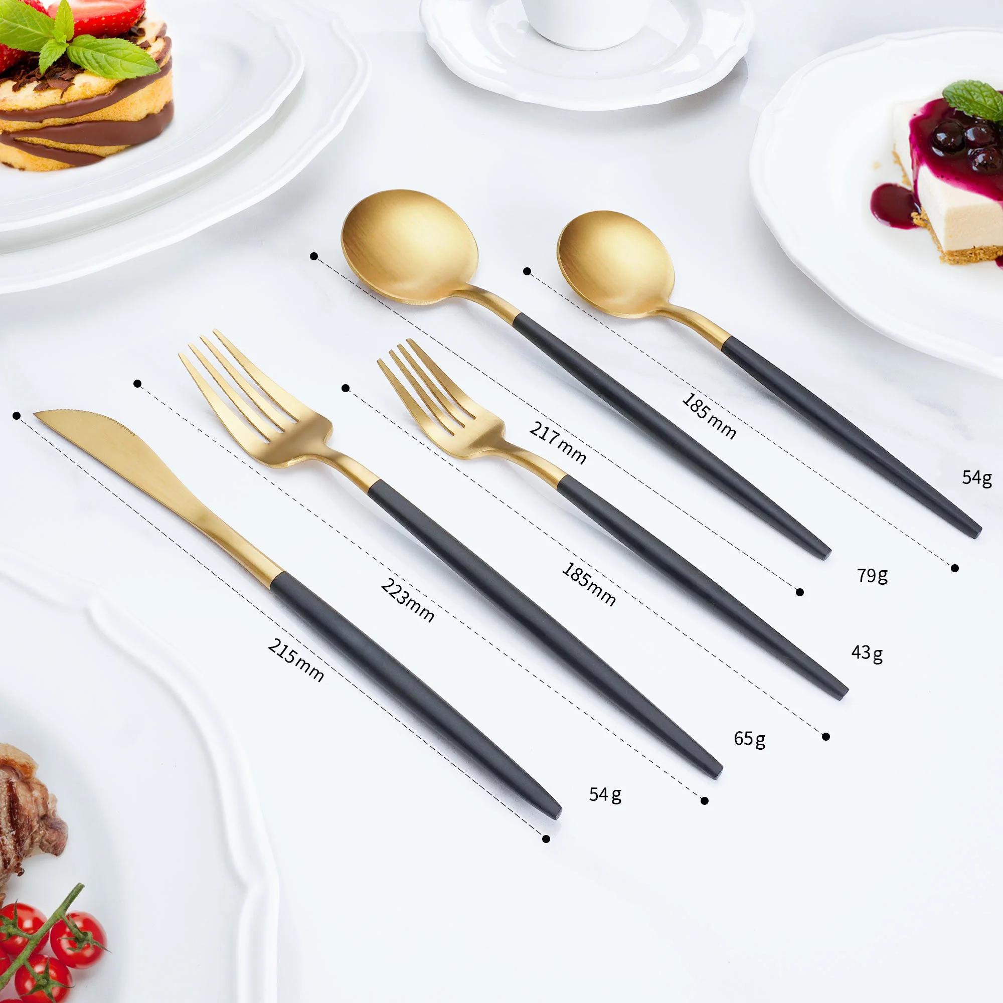 Wholesale Spoon Fork Knife Restaurant Silverware Wedding Bulk Hotel Cutlery Stainless Steel Matte Black Flatware Set