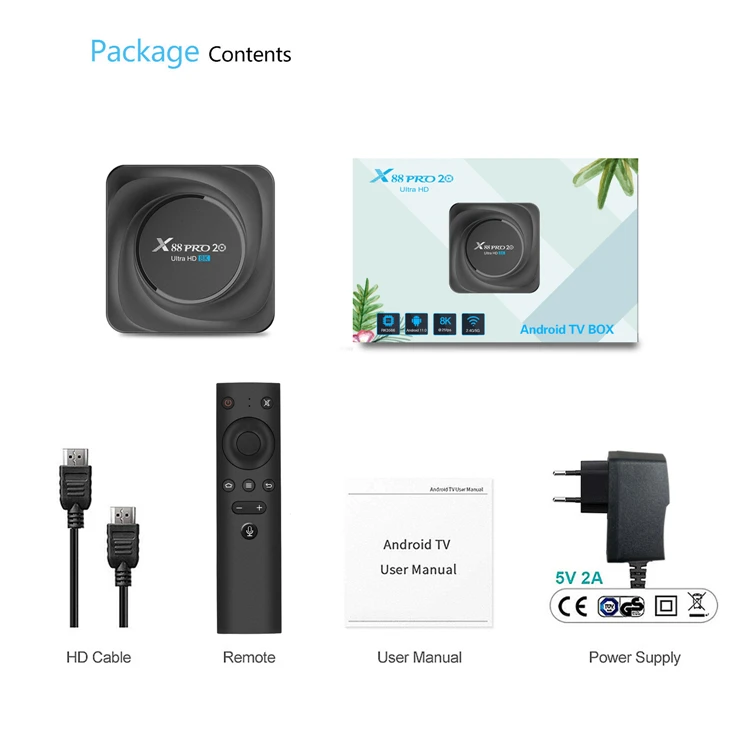  2021 Новое поступление Android 11 0 Tv Box 4 Гб оперативной памяти 32 встроенной X88 PRO 20 RK3566 Octa Core 8K двухъядерный процессор Wi-Fi ТВ коробка с голосовой пульт дистанционного управления