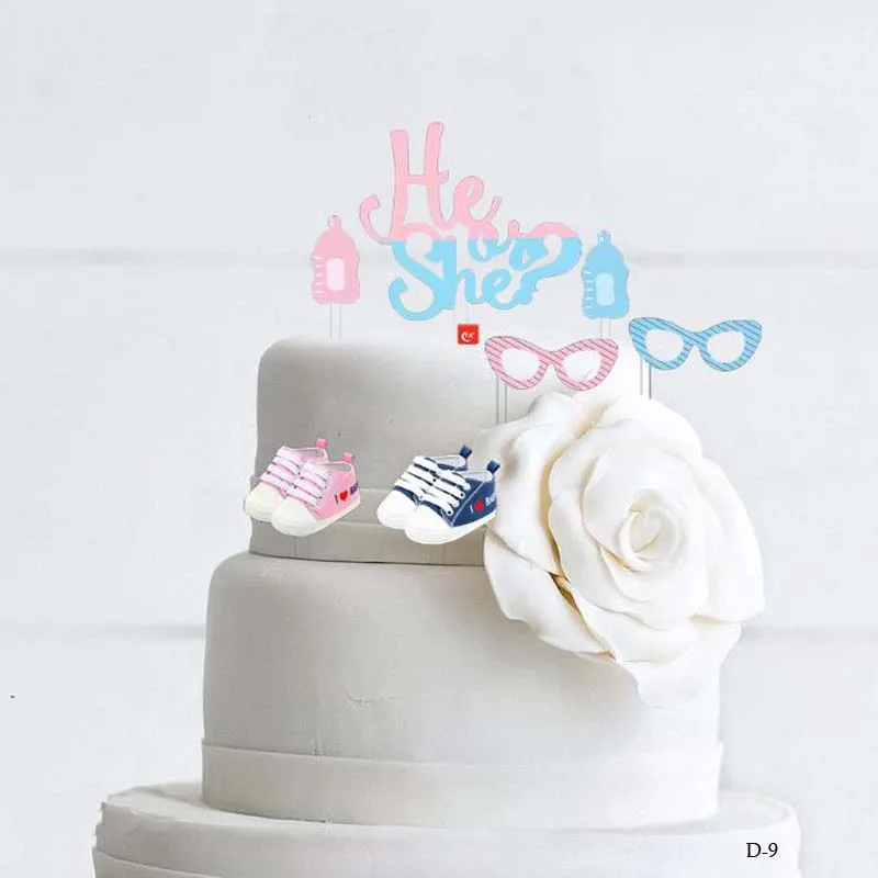 
HE OR SHA 6pcs each set new product gender reveal cupcake topper 