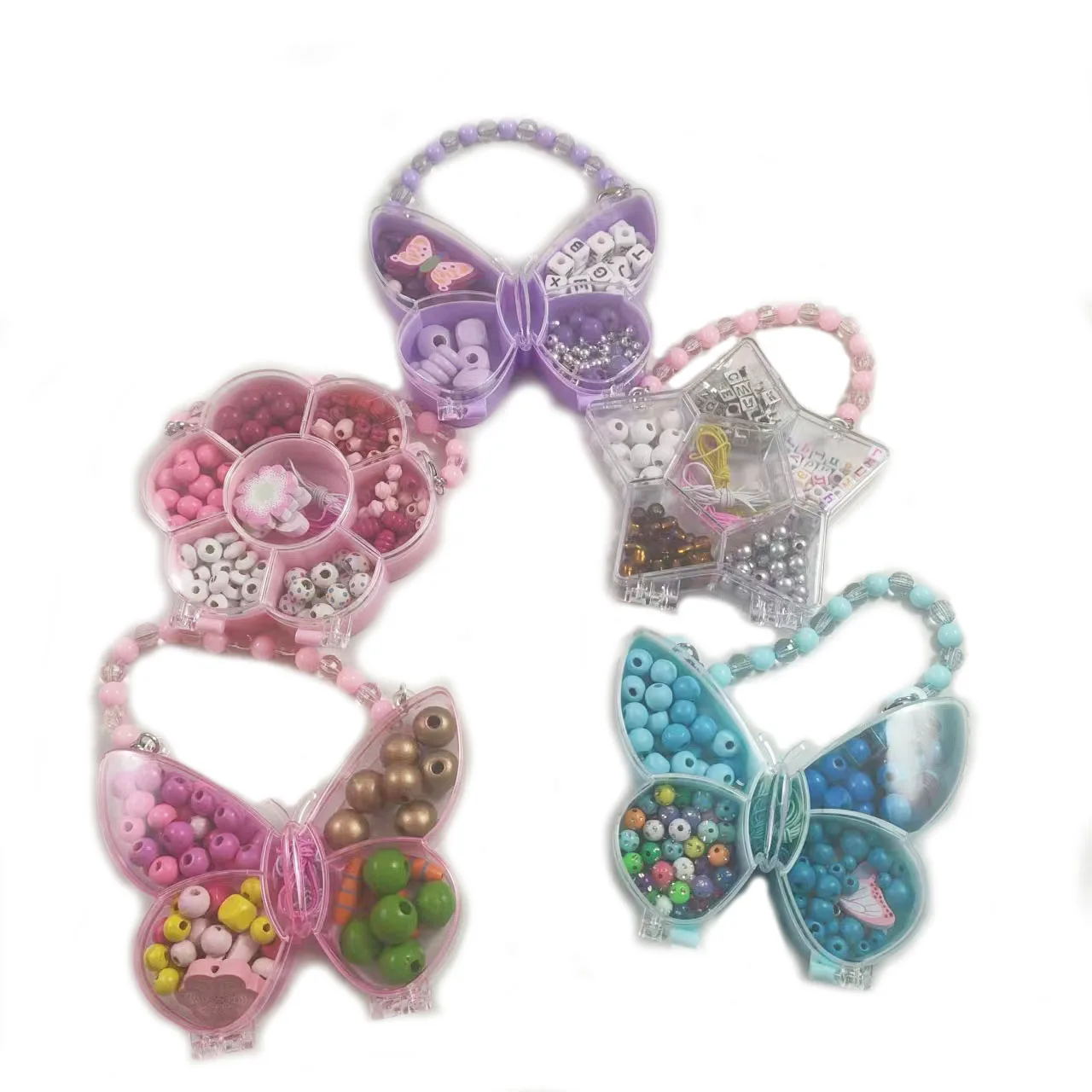 New Environmentally friendly Gift Kit for Kids Butterflies flowers handbags Girls jewelry DIY Creative beaded wooden glass beads