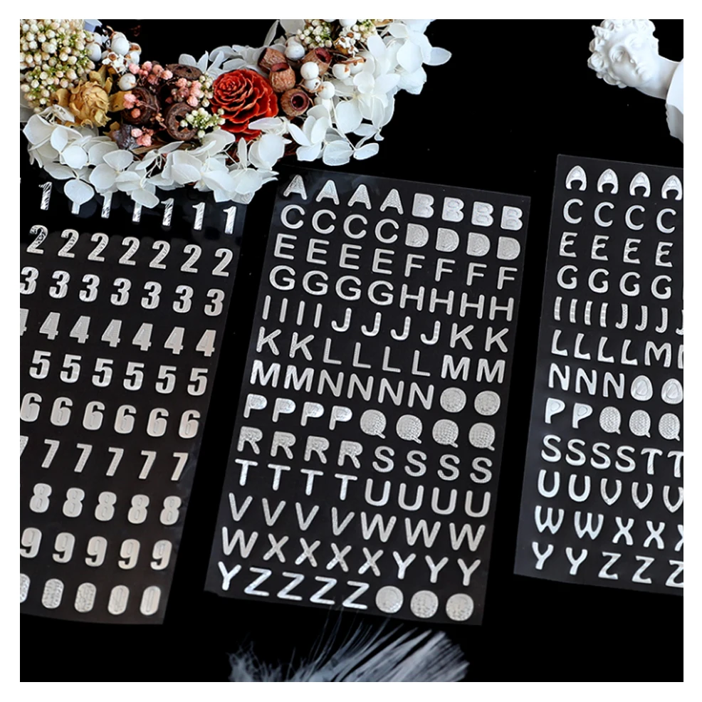 Gold Foil Pvc Colorful Alphabet & Number Sticker