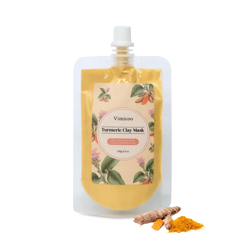 OEM Custom Private Label Organic Herbal Skin Care Facial Anti-oxidation Brightening Tumeric Mud Turmeric Kaolin Clay Face Mask