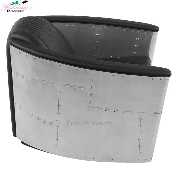 PronneBeauty Salon Furniture Waiting Area Vintage Aluminum Armchair Nordic Lounge Chair