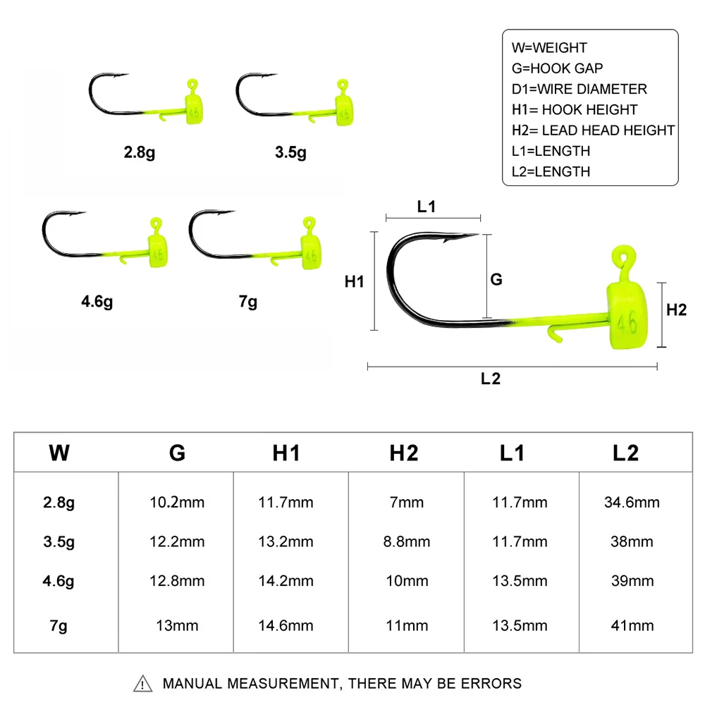7g Swim Lead Head Lure Jig Head Fishing Hook