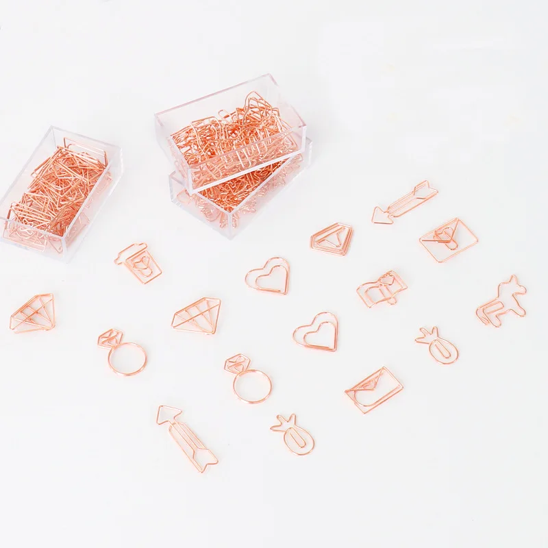 20-Pack Cute Paper Clips, Heart Diamond Crown Shape Assorted Paper Clips - Fun Bookmark Marker Clips for Office School Wedding P
