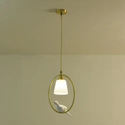 Nordic Creative Bird Dining Chandelier All Copper Lamp Body Adjustable Bedroom Bar Lamp pendant lamp hanging light