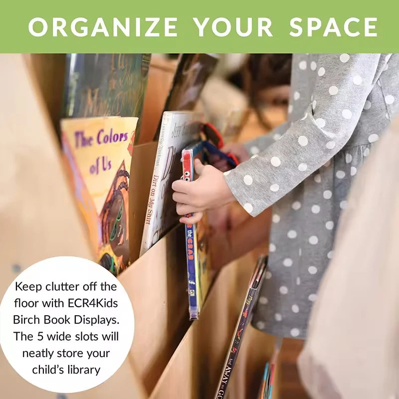 Daycare Nursery Kids Sling Bookshelf Wood And Canvas Sling Book Organizer Bookcase For Montessori Kindergarten Classroom Home