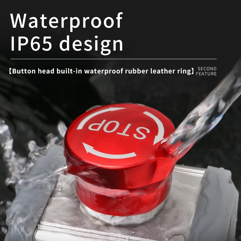 small head 3pin red emergency stop switch Zinc alloy metal push buton 1no1nc With the arrow