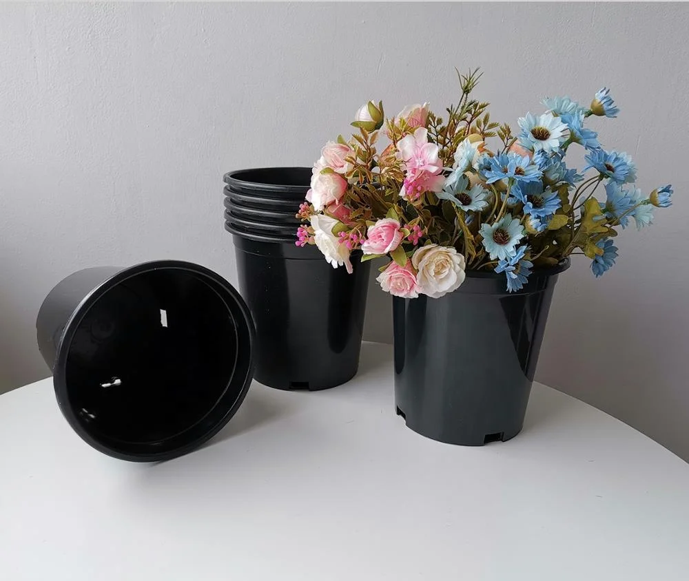 Plastic 1 2 3 5 6 7 10 15Gallon Plants Nursery Round Pot Durable Seed Starting Black Flower Pots Garden Plant Container