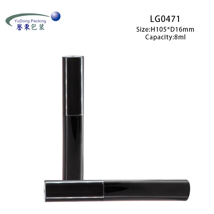 
New Product Customized Logo Container Shiny Black Empty Mascara Tube With Brush 