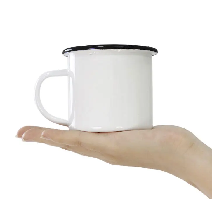 Black Blue Enamel rim Birthday gift Enamel mug sublimation blank