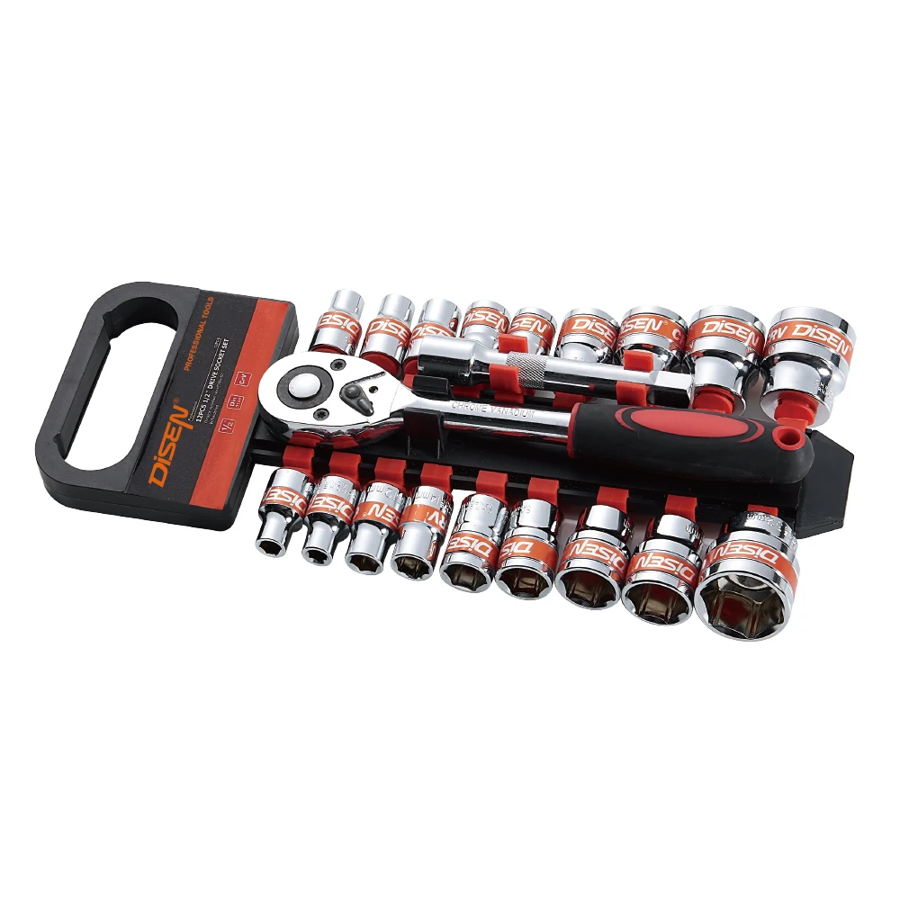 Dr crv 1/2 inch metric socket set with 24T ratchet handle, 20 pcs.
