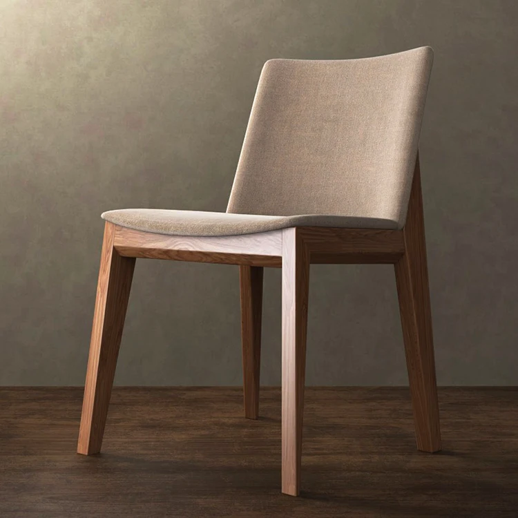 Modern solid wood simple dining chair Nordic light luxury designer fabric chair living room back chair