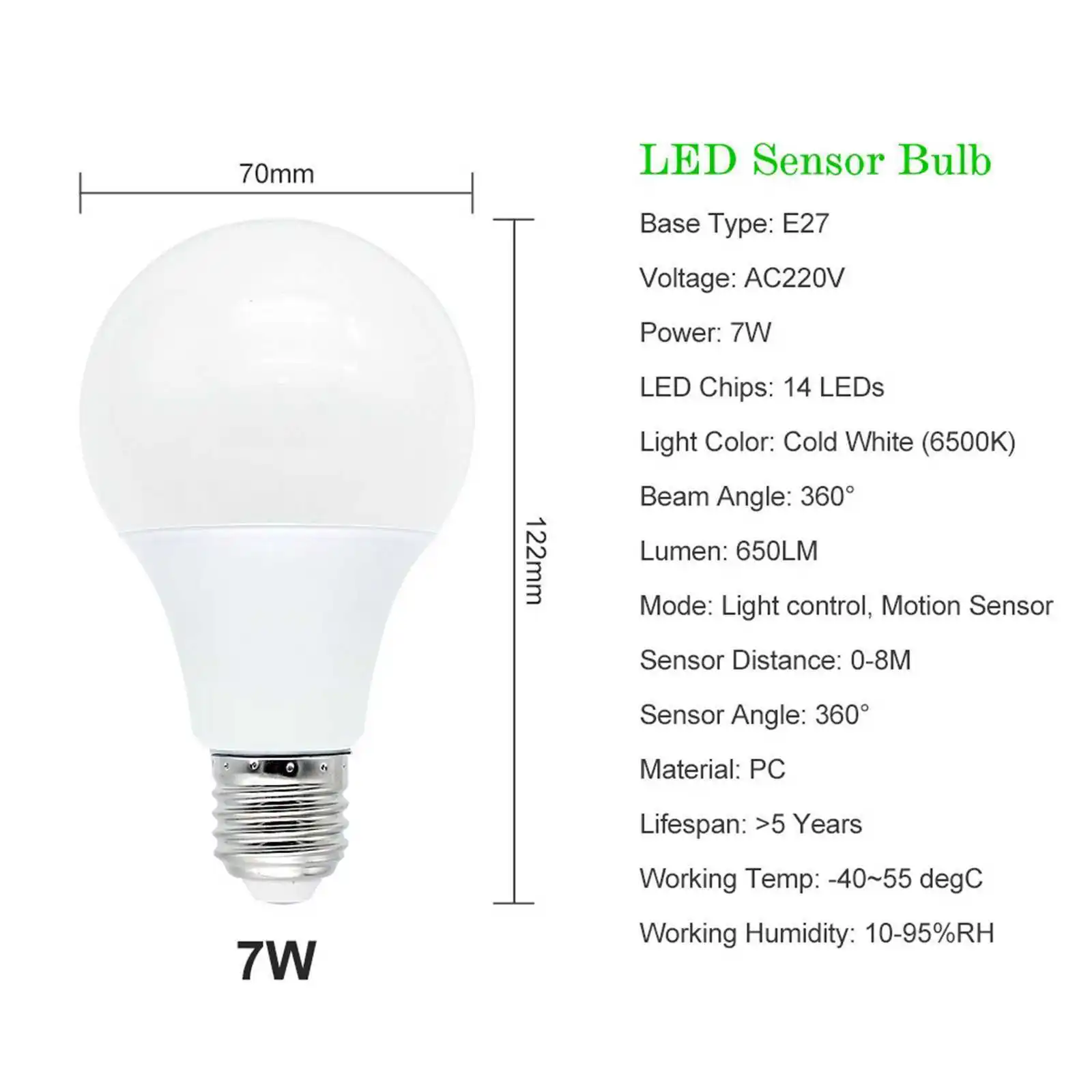 5w 7w 9w 12w 18w 220v E27 B22 Led Bulbs Motion Sensor Led Radar Night Light Smart Bulb Motion Sensor Bulb Led Light