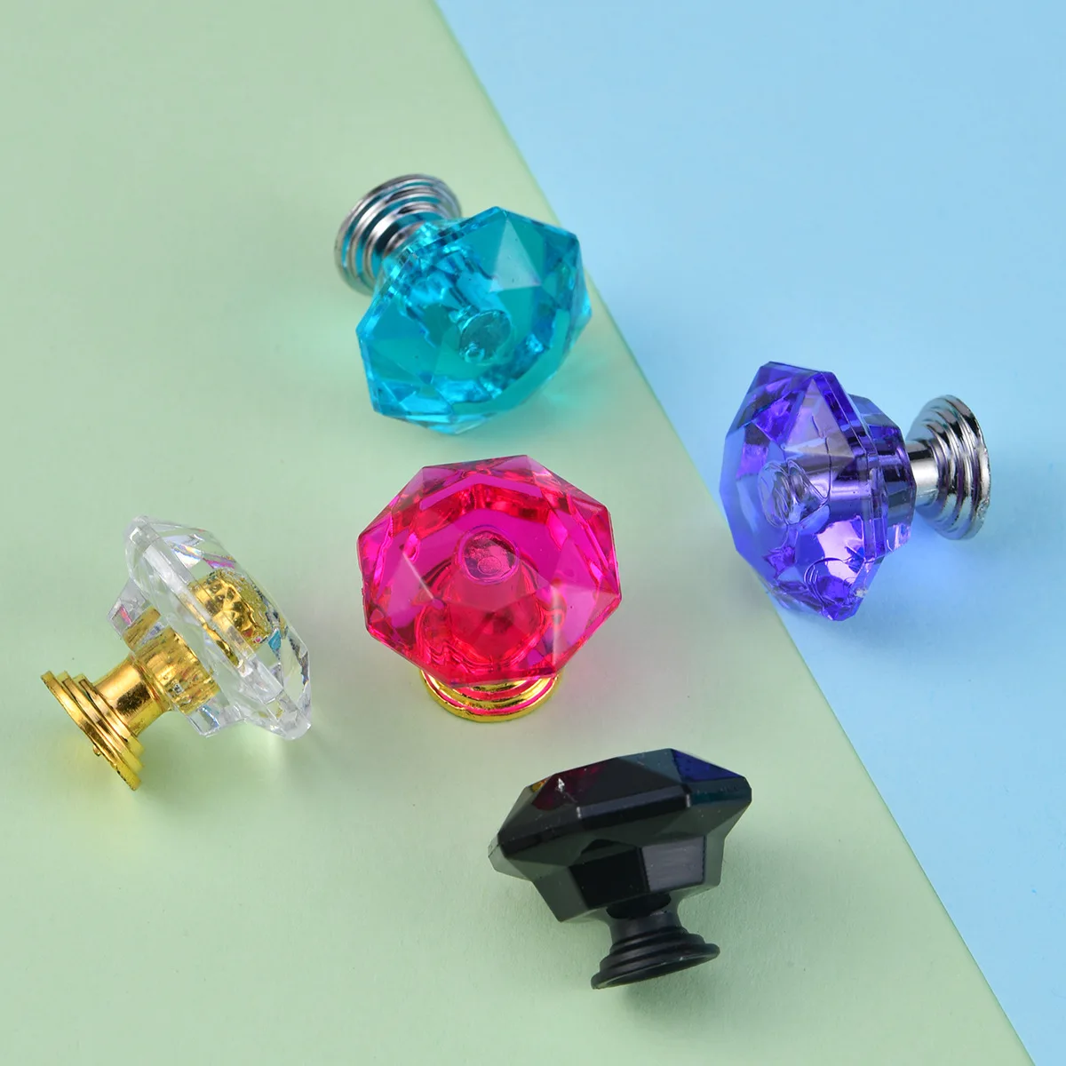 Colorful Crystal Acrylic Transparent Handle for Door Cabinets Drawers and Furniture Hardware Cabinet Door Handles