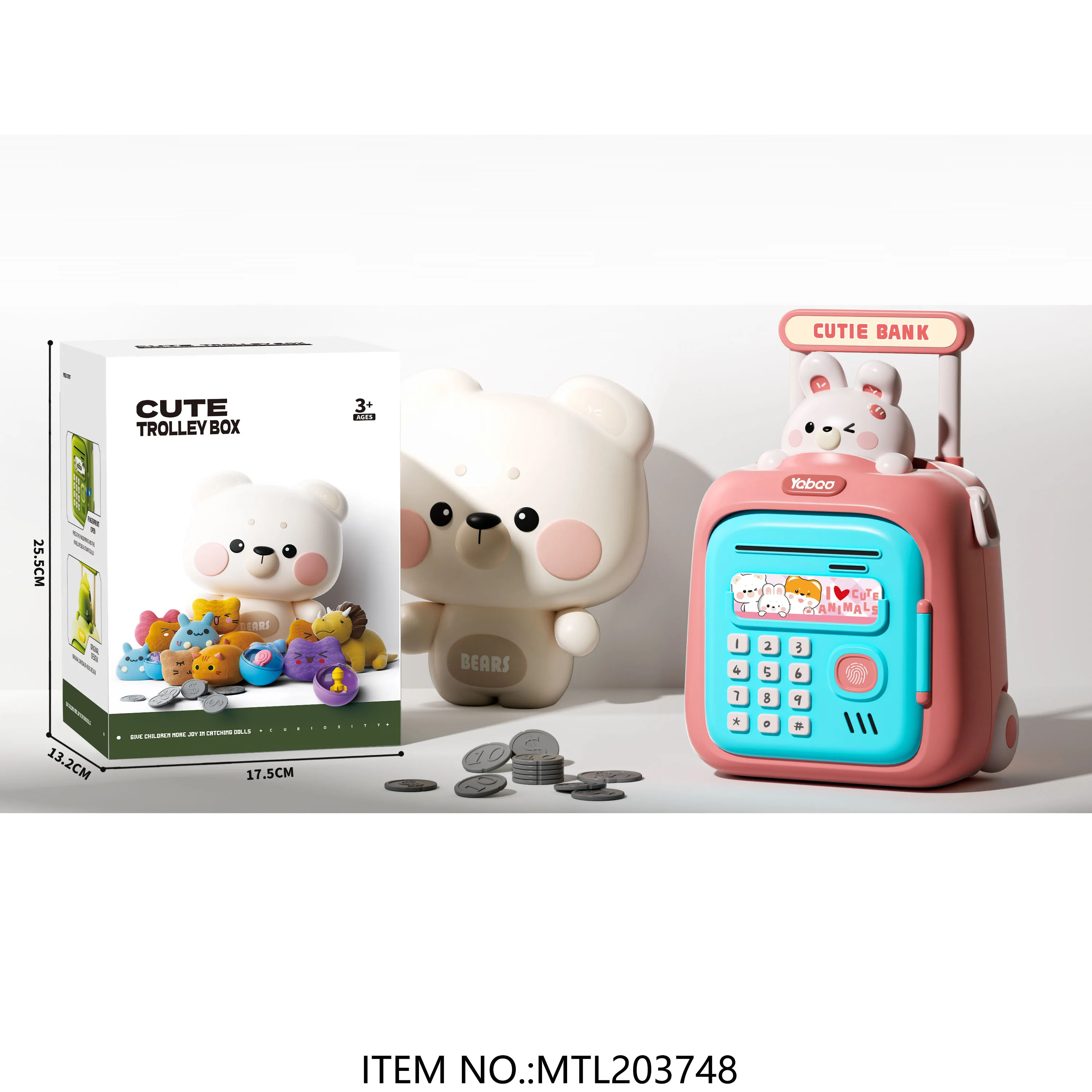Unique Design Cartoon Bunny Electric Money Saving Piggy Banks Kids ATM Saving Bank Cash Money Box Toy for Girls