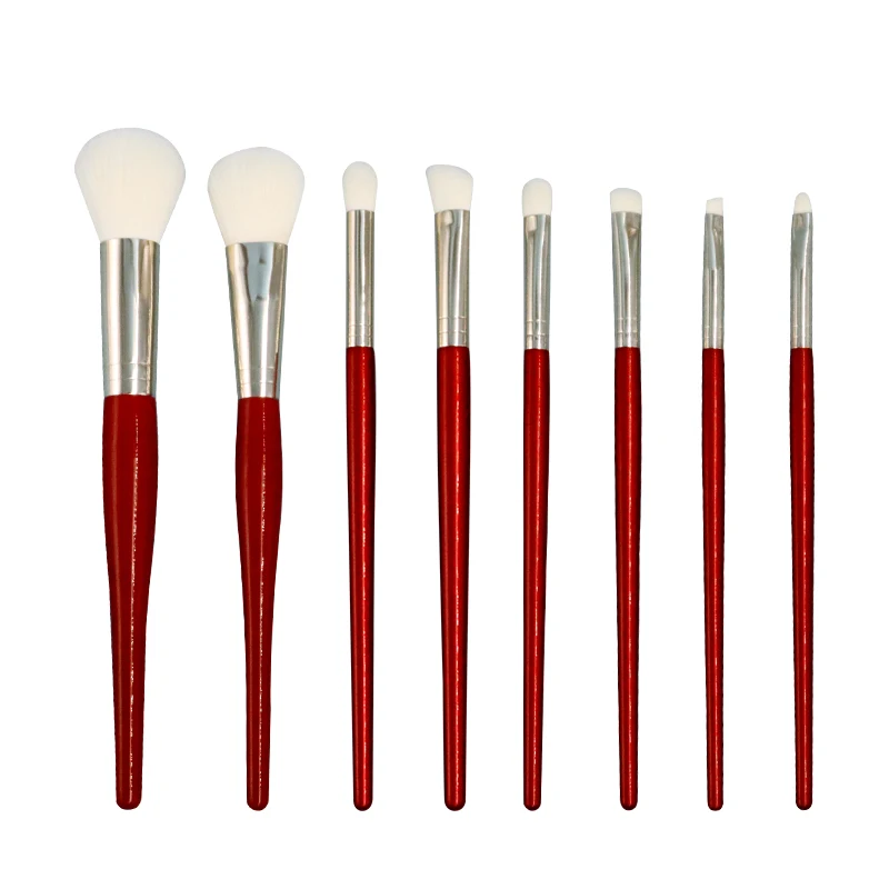 HZM 2021 new 8pcs red makeup brush set cosmetic makeup brush custom eye makeup set brush