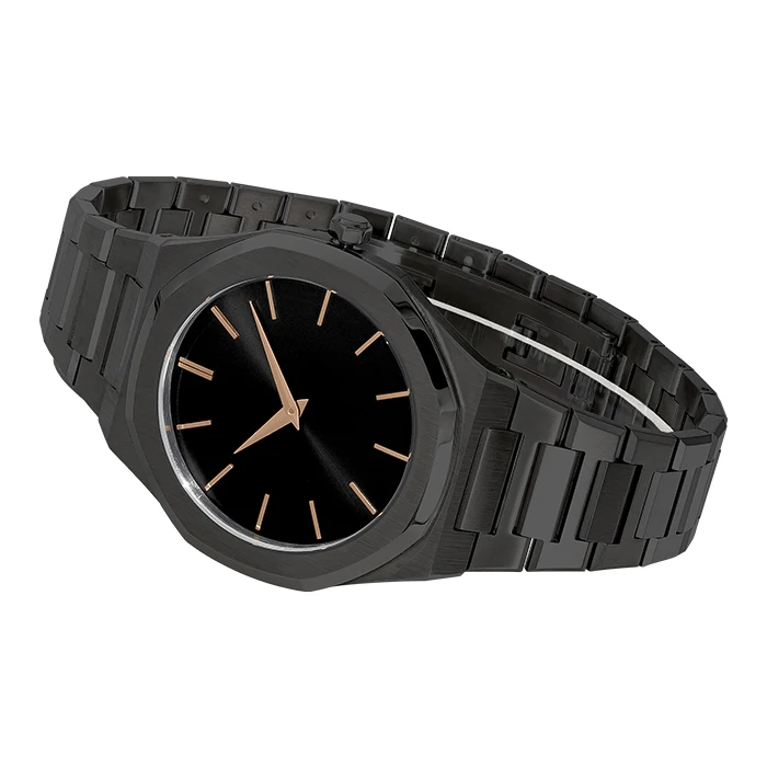 Luxury stainless steel men watch with dial customize Japanese quartz movement waterproof business slim wrist watch