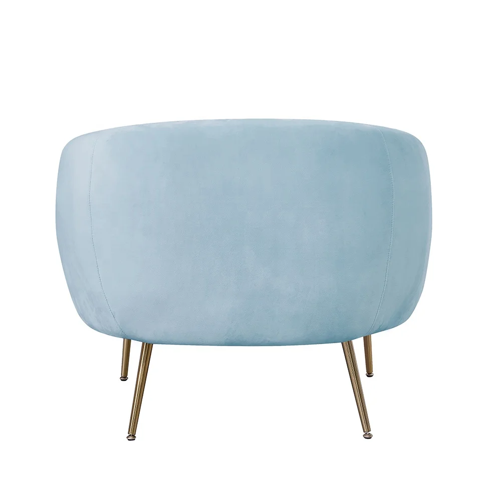 Living room sky blue velvet single sofa modern living bed leisure