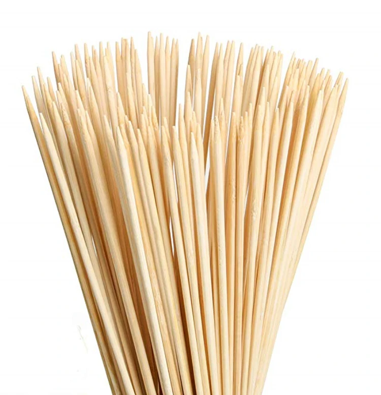 Round Cheap Bamboo Sticks Wholesale Palito Churrasco Suppliers Bambu Skewers 30cm Bois De Brochette Bamboo Skewer